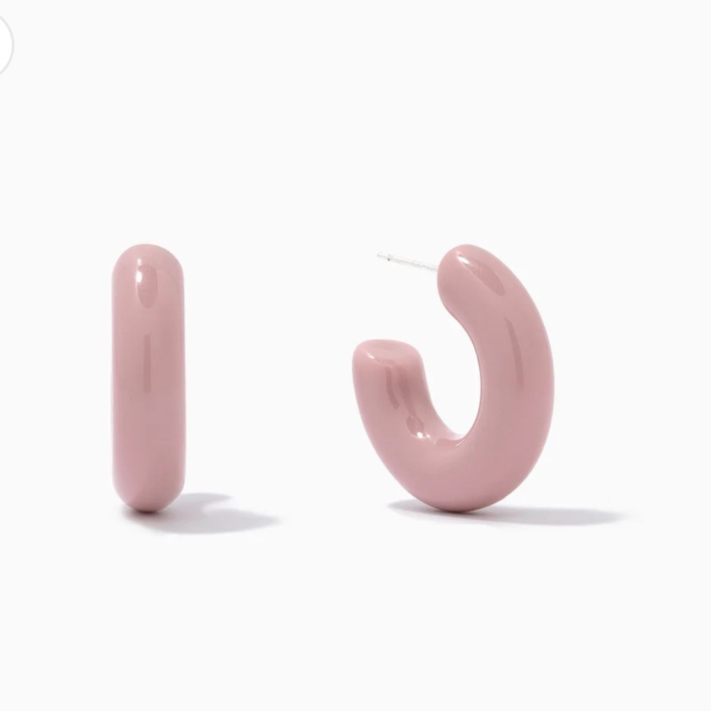 NWOT Lavender Tube Hoop Earrings - Picture 3 of 5